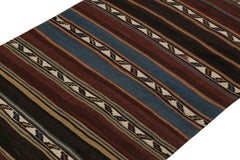 Vintage Shahsavan Turkish Kilim in Beige, Brown & Blue - Rug & Kilim