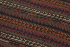 Vintage Turkish Square Kilim, Polychromatic Geometric Stripes - Rug & Kilim
