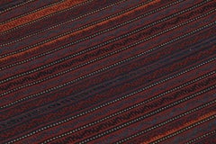 Vintage Turkish Kilim in Red and Blue Stripes with Geometric Motifs - Rug & Kili