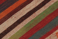 Vintage Turkish Kilim, Vibrant Geometric Stripe Patterns - Rug & Kilim