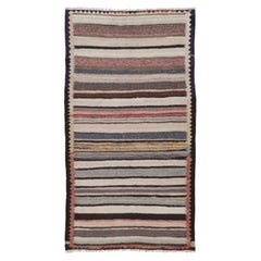 Vintage Turkish Kilim with Vibrant, Saturated Stripes - Rug & Kilim