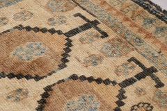 Vintage Turkish Gabbeh Rug, Tribal Geometric Patterns in Beige and Blue
