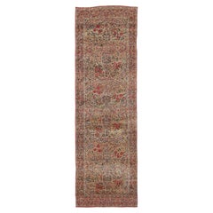 Antique Kerman Lavar Turkish Runner Rug with Interlocking Florals - Rug & Kilim