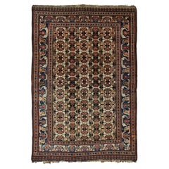Antique Turkish Lori Rug with Geometric All-Over Medallions in Black and Red