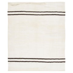 Tappeto vintage turco in canapa stile kilim con strisce nere, di Rug & Kilim, 1950-1959
