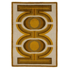 Vintage Swedish Geometric Wool Rug in Brown Hues by Rug & Kilim, 1950-1959