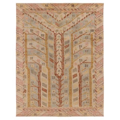 Contemporary Scandinavian Style Floral Wool Rug in Beige by Rug & Kilim, India