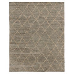 Contemporary Geometric Diamond Trellis Natural Silk Rug by Rug & Kilim, India