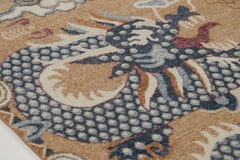 Contemporary Chinese Dragon Pictorial Distressed Wool Rug by Rug & Kilim, India