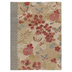 Contemporary Japanese Distressed Seigaiha Wave Rug by Rug & Kilim, India