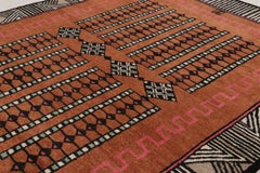 Contemporary Art Deco Style Wool Rug in Brown & Black, by Rug & Kilim, India