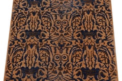 Vintage Zeki Müren Rug in Orange with Brown and Blue Patterns by Rug & Kilim