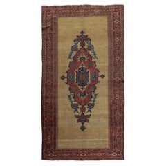 Antique Turkish Farahan Gold Rug with Ornate Medallion in Multicolor Rug & Kilim