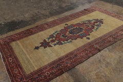 Antique Turkish Farahan Gold Rug with Ornate Medallion in Multicolor Rug & Kilim