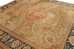 Antique Ziegler Sultanabad Turkish Square Rug, Floral Medallion - Rug & Kilim