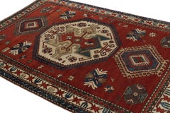 Antique Kazak Turkish Rug, Red with Large Geometric Medallions - Rug & Kilim
