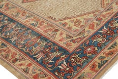 Antique Sarab Turkish Rug with Beige-Brown and Gold Medallions - Rug & Kilim