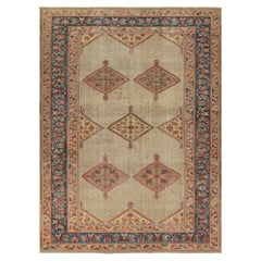 Antique Sarab Turkish Rug with Beige-Brown and Gold Medallions - Rug & Kilim