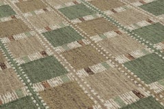 Rug & Kilim's übergroßer maßgefertigter Teppich im skandinavischen Stil, Beige und Grün Geometrisch