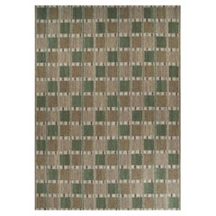 Rug & Kilim's übergroßer maßgefertigter Teppich im skandinavischen Stil, Beige und Grün Geometrisch