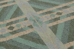 Contemporary Scandinavian Style Geometric Green Wool Rug by Rug & Kilim, India