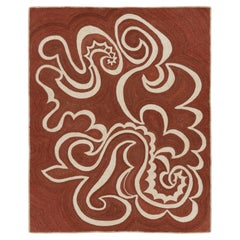 Contemporary Mid-Century Brick Red & Cream Abaca Rug by Rug & Kilim, India