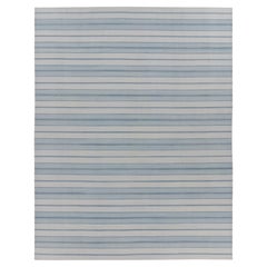 Oversized Contemporary Striped Cotton Dhurrie Rug by Rug & Kilim, India