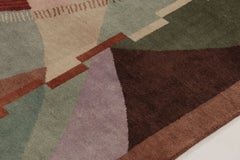 Contemporary Chinese Art Deco Style Sage & Rust Wool Rug by Rug & Kilim, India