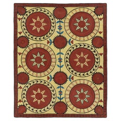 Modern Classics Brick Red & Gold Abaca Suzani Rug by Rug & Kilim, India