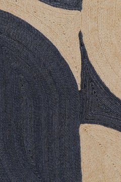 Contemporary Interlocking Wave Grid Rug in Navy & Beige by Rug & Kilim, India