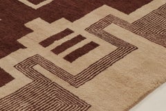 Contemporary Art Deco Style Wool Rug in Chocolate Brown by Rug & Kilim, India