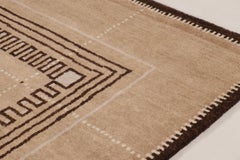 Contemporary Art Deco Style Wool Rug in Brown Hues by Rug & Kilim, India