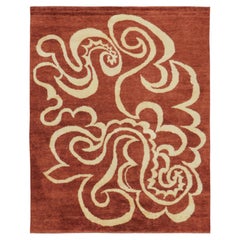 Contemporary Mid-Century Modern Abstract Natural Silk Rug by Rug & Kilim, India