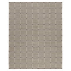 Contemporary Scandinavian Style Custom Rug in Beige & Gray by Rug & Kilim, India
