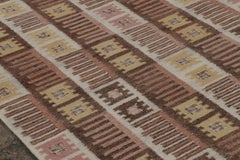Contemporary Scandinavian Style Custom Rug with Brown Grid by Rug & Kilim, India
