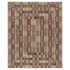 Contemporary Scandinavian Style Custom Rug with Brown Grid by Rug & Kilim, India