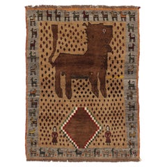 Vintage Gabbeh-Wollteppich mit Tiermotiven von Rug & Kilim, Afghanistan, 1950–1959