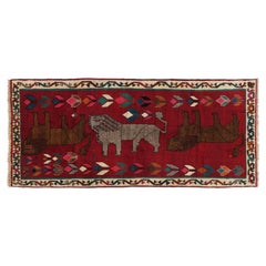 Vintage Lion Pictorial Gabbeh Wool Runner by Rug & Kilim, Afghanistan, 1950-1959