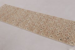 Contemporary Floral Block Print Wool & Natural Silk Runner by Rug & Kilim, India