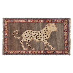 Vintage Gabbeh Pictorial Wool Runner with Tiger Pictorial by Rug&Kilim 1950-1959