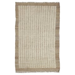 Contemporary Gift-Sized Rug with High Low Stripes in Beige by Rug & Kilim, India