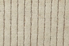 Contemporary Gift-Sized Rug with High Low Stripes in Beige by Rug & Kilim, India