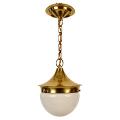 Late Jugendstil Pendant Lamp in Brass, Opaline Glass, 1900-1914, Vienna, Austria