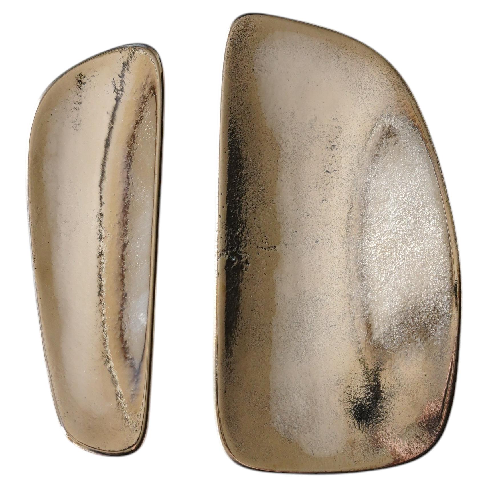 PAIR of BARBERA Fermat Cabinet Handle SMALL and LARGE Solid Bronze