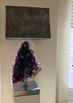 Vintage Spectacular Amethyst Geode Table Lamp by Willy Daro, Belgium 1968