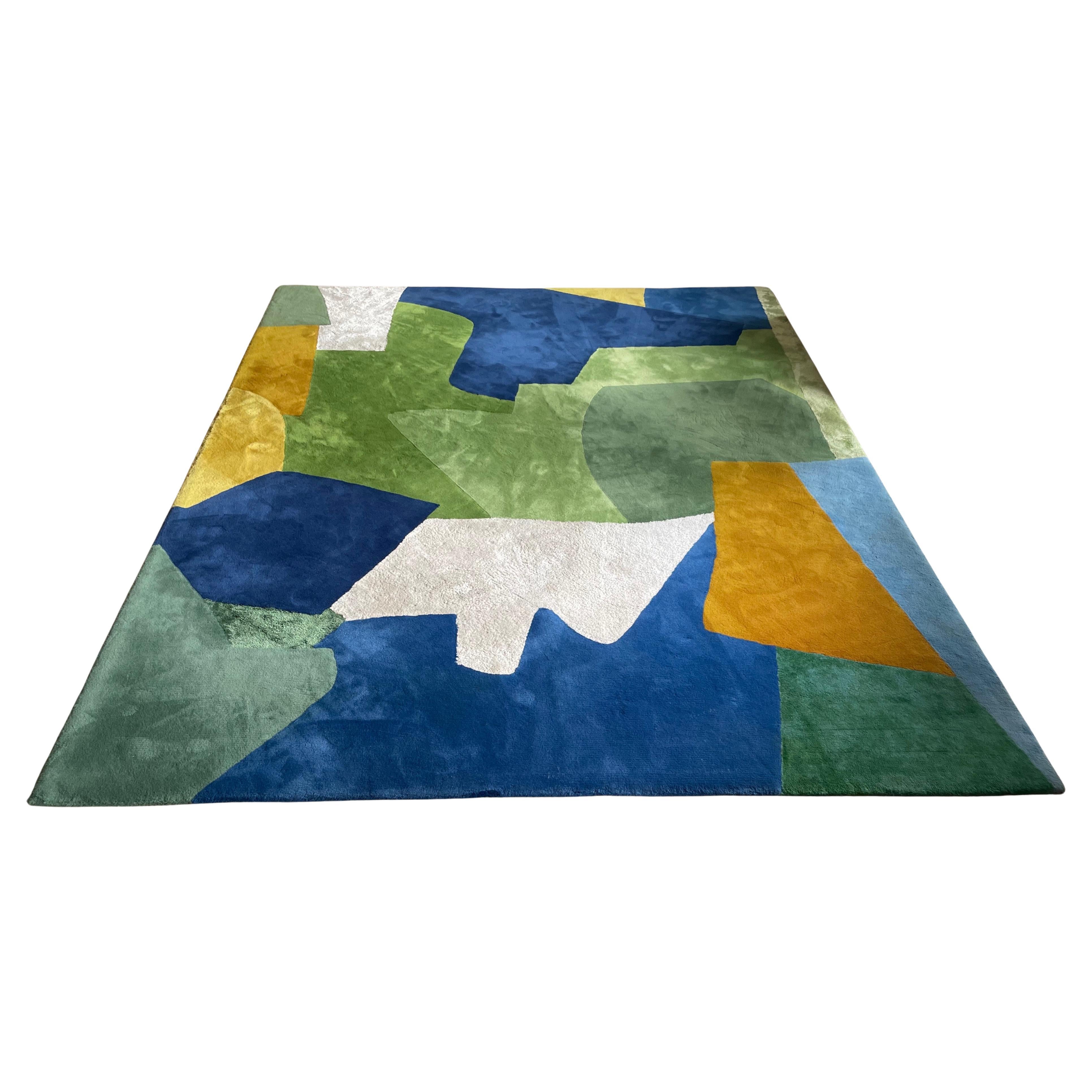 Grand tapis abstrait noué à la main par Victoria-Maria Geyer, Belgique 2000. en vente