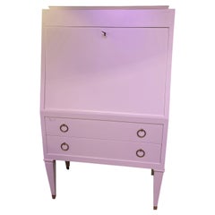 Elegant Ivory Lacquer Secretaire In The Style of André Arbus by De Coene Belgium