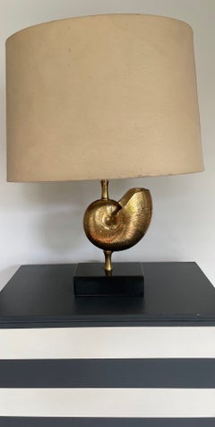Antique Carved Brass" Nautile" Table Lamp by Maison Charles- Frrance 1970.