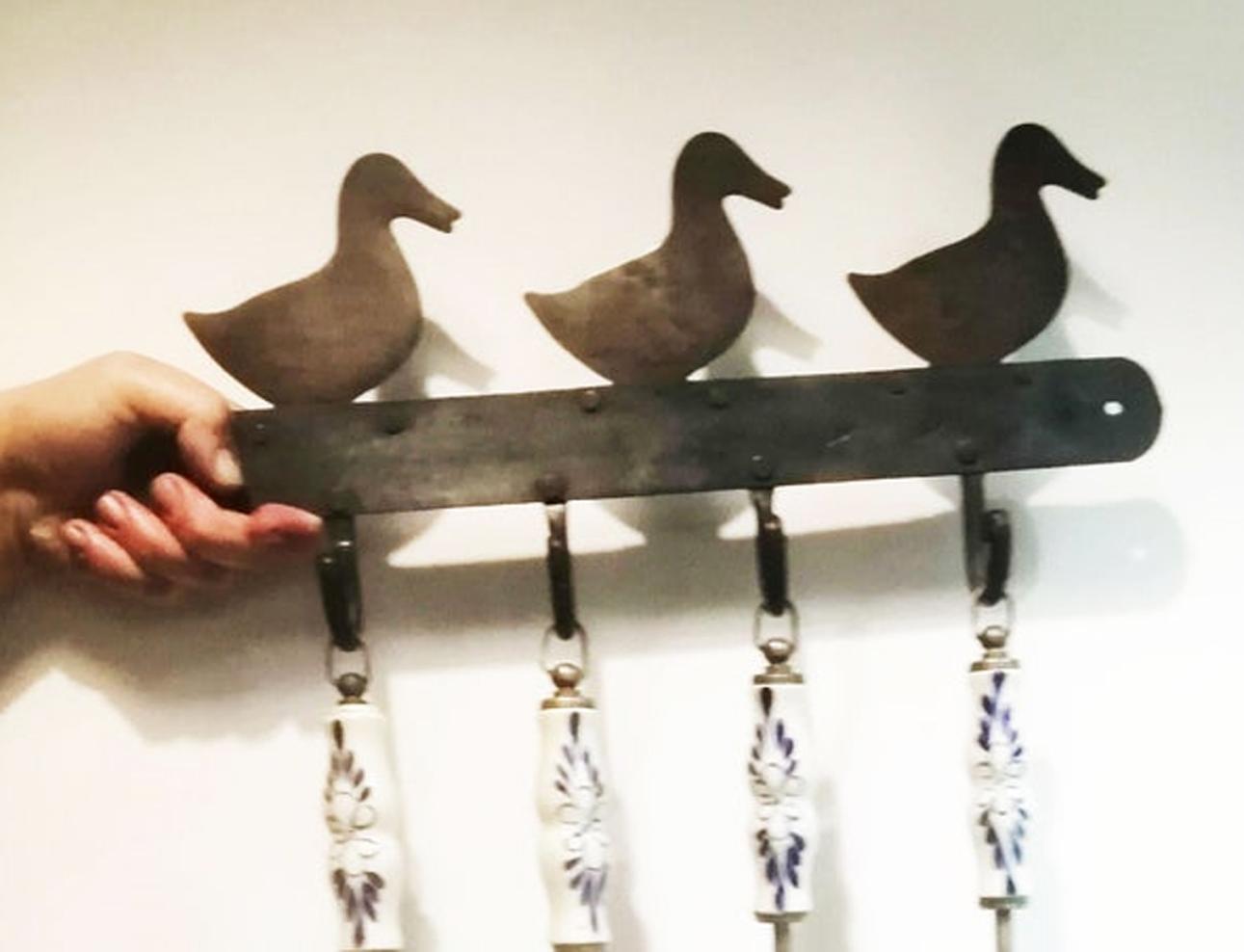Kitchen Hanger  Utensil Duck Shaped Handmade Iron  Spain  Early 20th Century 1