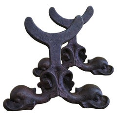 Andirons Cast Iron Art Deco Fireplace Ducks Shaped France Early 20th Century